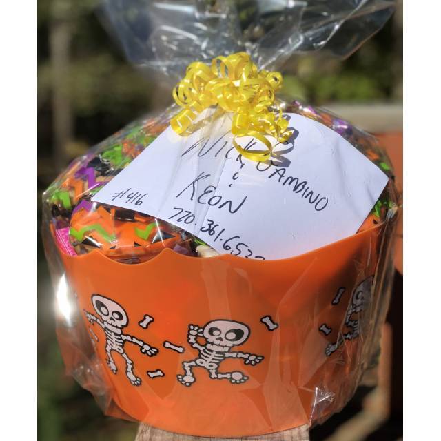 Pumpkin Bowl filled with Halloween Cookies & Candy