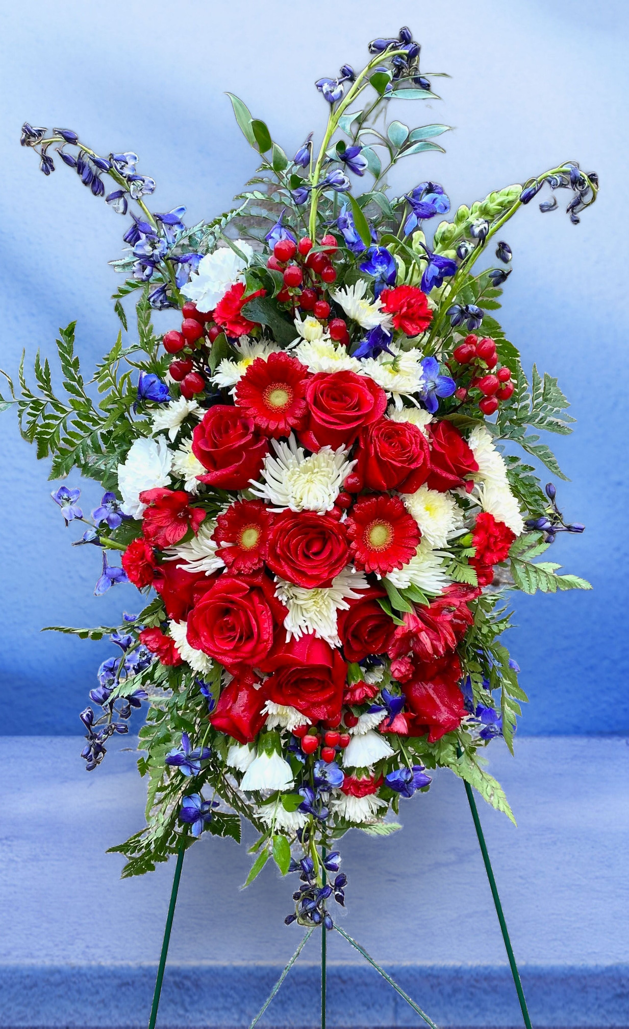 Patriot Red white and blue standing spray