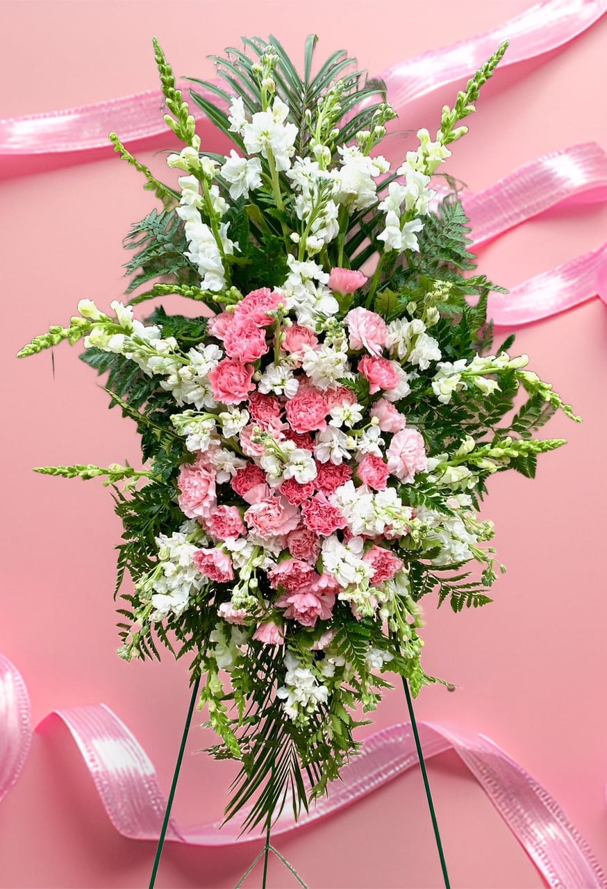 Pretty in pink condolence spray