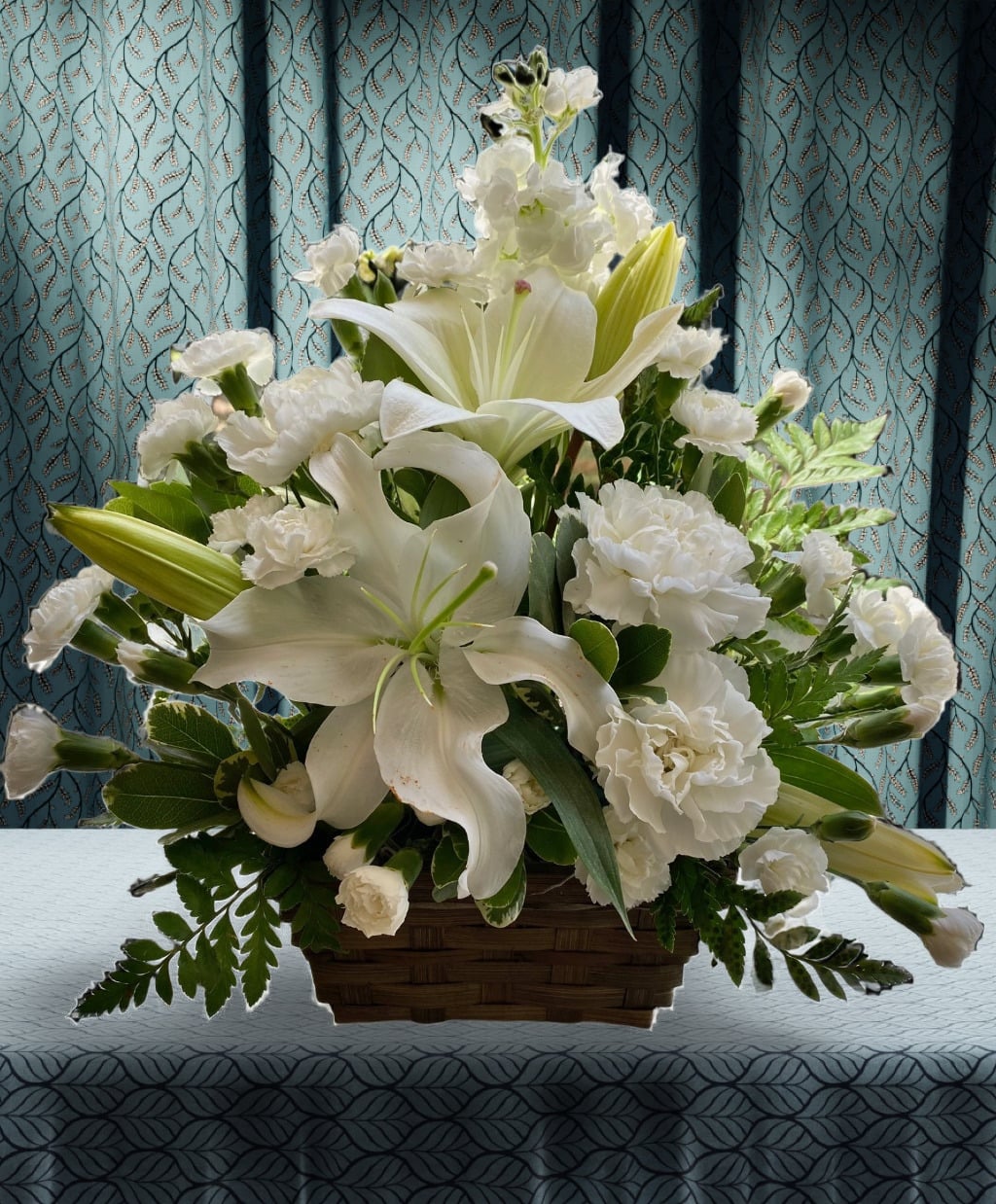 white sympathy basket
