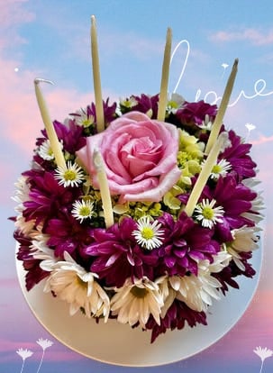 birthday cake of flowers